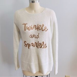 Apt. 9 Twinkle and Sparkle Sequin CreamFuzzy Sweater- Size Medium